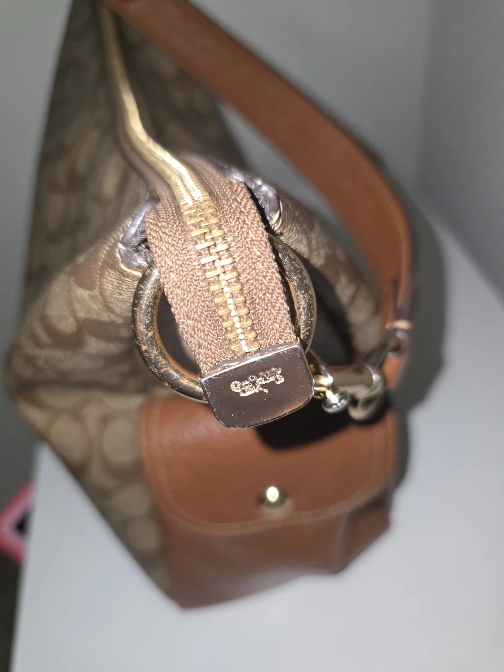 Coach Brown Signature Canvas Shoulder Bag